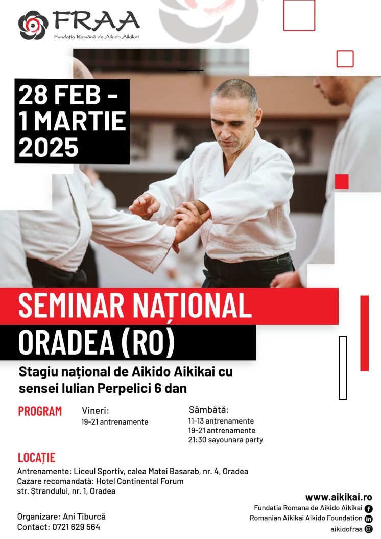 2025 Februarie 28 - Martie 1, la Oradea, seminar cu sensei Iulian Perpelici
