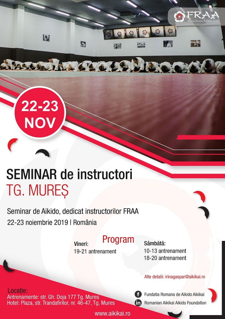 22-24 noiembrie 2019, Tg. Mures, seminar de instructori